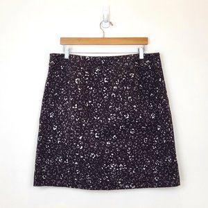 Talbots Dark Brown Gray Floral Print Corduroy Pockets Mini Skirt, Size 16, NWT